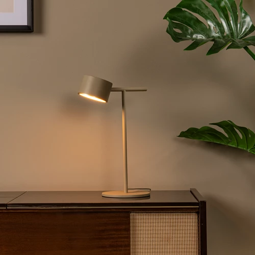 Lucide GIAN - Table lamp - LED Dim. - 1x9W 2700K - Taupe - atmosphere 1